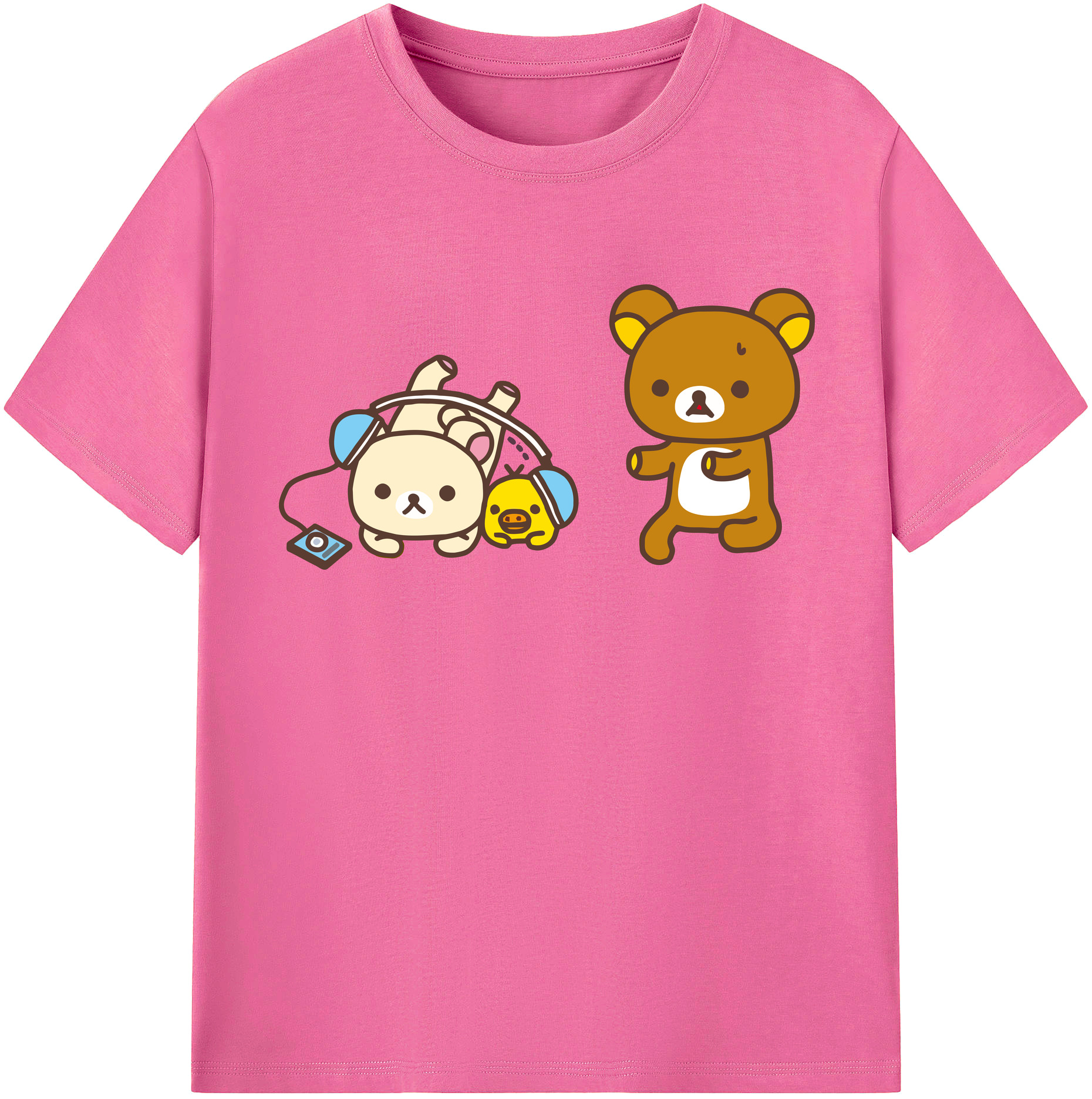 （画像用） リラックマ リラックマ キイロイトリ Rilakkuma Korilakkuma Kiiroitori レディースカジュアルプリントTシャツ（綿100％）